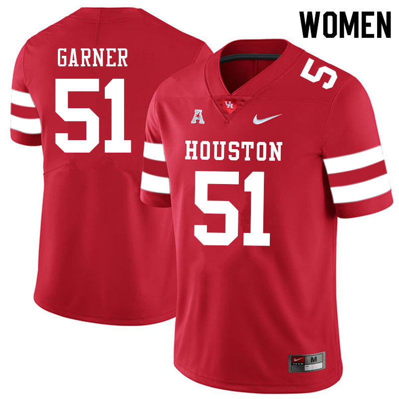 Women #51 Jalen Garner Houston Cougars College Football Jerseys Sale-Red